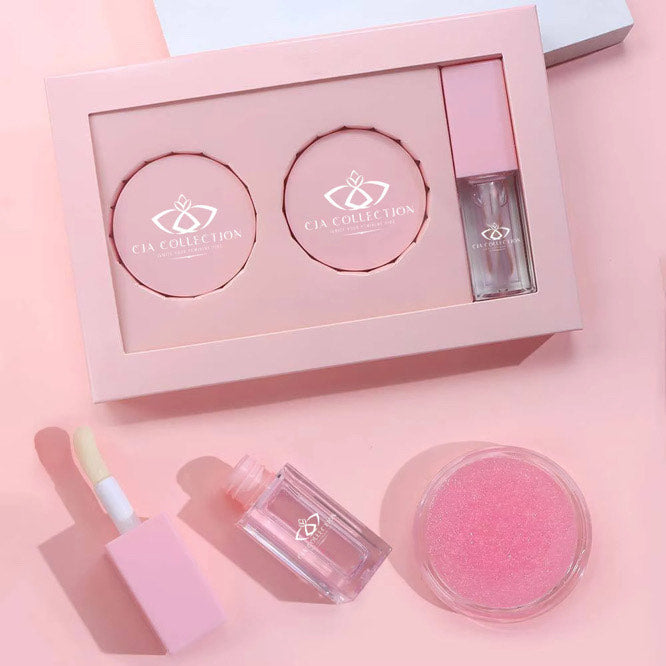 Organic Lip Kit Set (3 Piece) Exfoliator, Lip Balm, Lip Oil